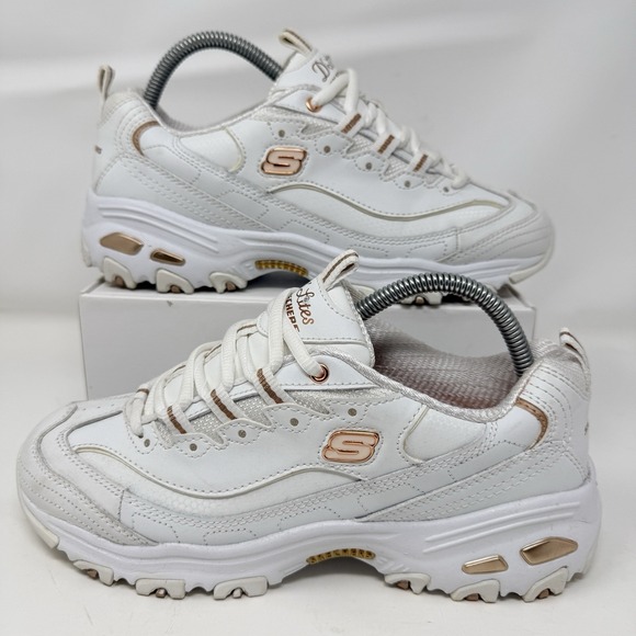 Skechers Shoes - Skechers D'Lites Fresh Start Womens Size 8.5 White Rose Gold Running Shoes 11931